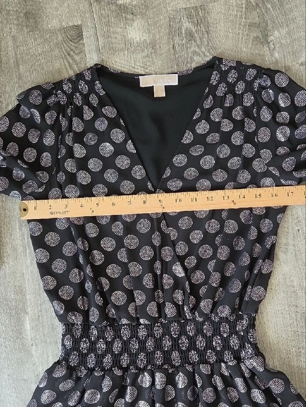 Michael Kors Black Long-Sleeve Polka Dot Dress Size Small